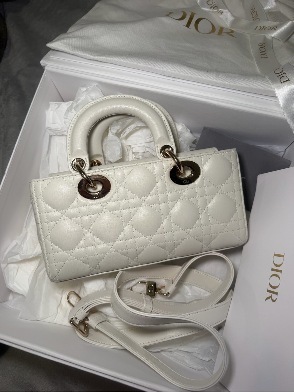 Dior Small Lady D-Joy Bag – Latte Cannage Lambskin - Picture 9 of 11